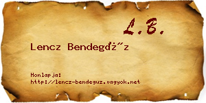 Lencz Bendegúz névjegykártya